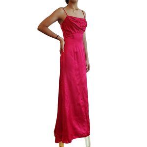 NWT Vintage Watters and Watters Red Satin Formal Maxi Dress Size 2